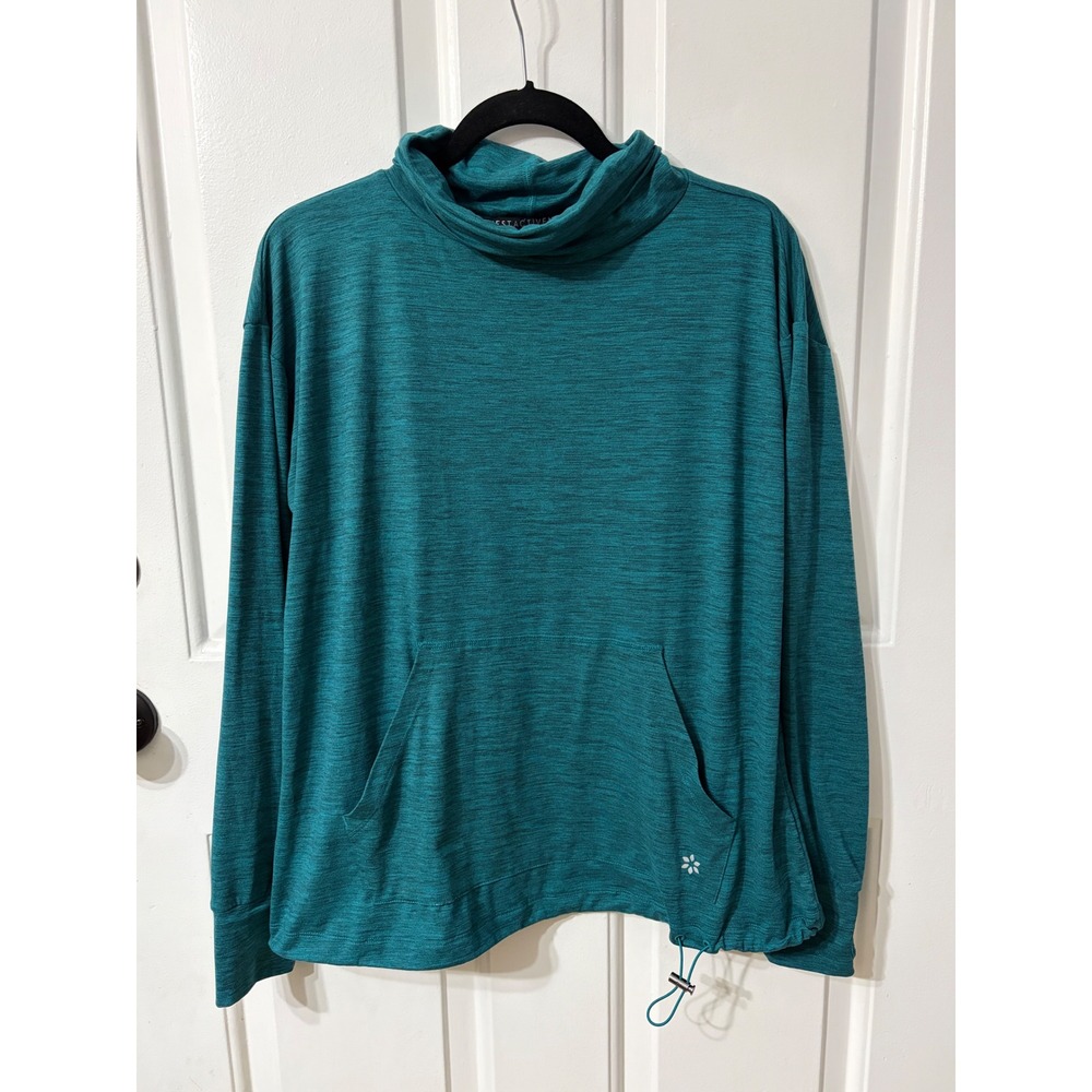 Nine West | Active Cowl Neck Pullover Hoodie | L || Teal|